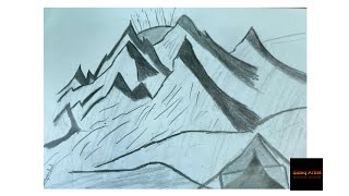 How To Mountains Drawing ll Tutorial Video ll Step by step thesideqartist [upl. by Annahsed]