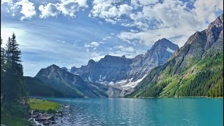 Beautiful Chephren Lake in Peak Summer  4K Drone Footage [upl. by Jean-Claude]