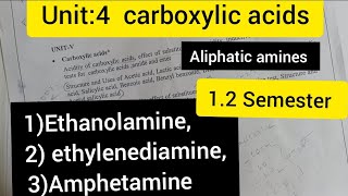 12semester organic chemistry1unit4 aliphatic aminesEthanolamineethylenediamine Amphetamine [upl. by Lyrehs]