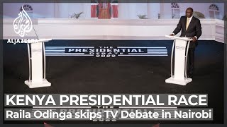 Kenya presidential vote Raila Odinga skips TV Debate in Nairobi [upl. by Lehet]