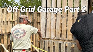 Pallet Cabin  Off Grid Garage  Part 2  E232 header TopPlate RebarPins Stub walls [upl. by Etnuhs846]