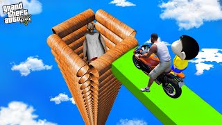 SHINCHAN AND FRANKLIN TRIED IMPOSSIBLE DEEPEST TUNNEL PIPE BIKE CHALLENGE GTA 5 [upl. by Nikolaus494]