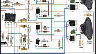 Audio Amplifier Circuit Uses IC 4558D and Transistor TIP41C amp TIP42C [upl. by Nonac]