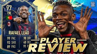 97 TEAM OF THE SEASON RAFAEL LEAO PLAYER REVIEW  TOTS  FIFA 23 Ultimate Team [upl. by Aibonez]