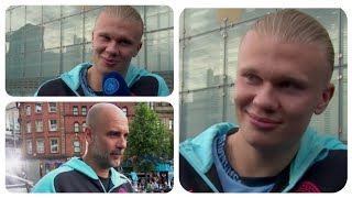 Pep Guardiola and Erling Haaland interview to Manchester City fans [upl. by Asalocin]