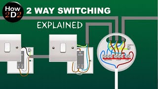 2 WAY SWITCHING EXPLAINED How to wire 2 way switches together Wiring light switch to ceiling rose [upl. by Helaine252]