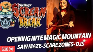 Driving to Saturday Nite Scream Break Saw X Maze Six Flags Magic Mountain Fright Fest Monsters [upl. by Hertha]