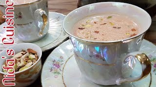 Kashmiri chai without baking soda  Pink tea recipe  Mamas recipe Nidas Cuisine 2018 [upl. by Tiff]