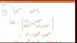 Finding Wronskian to Determine if two functions are Linearly Independent or Dependent EX 0714 [upl. by Balsam]