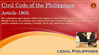 Civil Code of the Philippines Article 1905 [upl. by Airbmac]