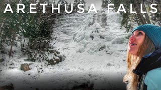 The BEST Scenic Waterfall in New Hampshire Winter Hiking in the White Mountains Arethusa Falls [upl. by Joella108]