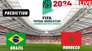 Brazil vs Morocco Live Stream FIFA FUTSAL World Cup 2024 Quarter Final Match Commentary Score [upl. by Inaja]