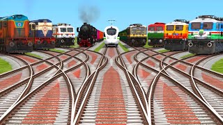 9 Trains Crossing By Indian🧲 Daimond Bumpy Railroad Track  Trains Crossing  steam trains videos [upl. by Kaitlynn]