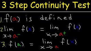 3 Step Continuity Test Discontinuity Piecewise Functions amp Limits  Calculus [upl. by Adamis]