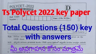 TS Polycet 2022 key paperTS Polycet 2022 key with answers [upl. by Gabler]