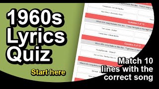 60s Song Lyrics Quiz [upl. by Ainel]