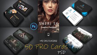 50 Professional Business Card Design Templates In PSD Files English Photoshop Tutorial [upl. by Bathsheeb]