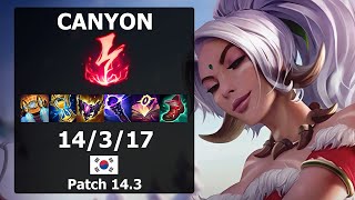 Canyon Nidalee JUNGLE VS Juhan Zeri Patch 143 KR Challenger [upl. by Nivrad428]