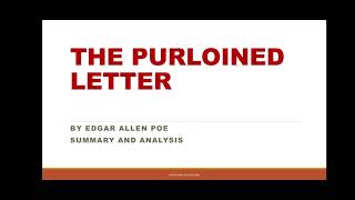 THE PURLOINED LETTER BY EDGAR ALLEN POE SUMMARY AND ANALYSIS [upl. by Dougherty]