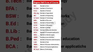 Degree Course Full Form  All Subjects Full  Course Full Form  shorts [upl. by Collin67]