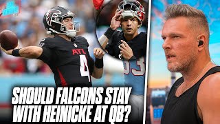 Should The Falcons Stick With Taylor Heinicke Bench Desmond Ridder  Pat McAfee Reacts [upl. by Mosera517]