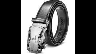 BOSTANTEN Mens Solid Buckle with Automatic Ratchet Leather Belt [upl. by Otti]