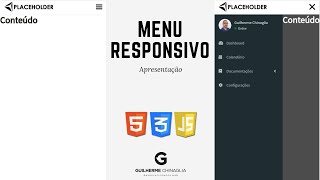 Menu responsivo com HTML CSS e JavaScript  Apresentação  Parte 1 [upl. by Noiek]