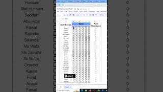 Attendance Sheet Online Attendance sheet with Checkboxes googlesheets attendence exceltips [upl. by Shaya]