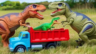 Epic Dinosaur Battle TRex vs Triceratops  Toy Dinosaurs Adventure in Nature Jurassic world EV3 [upl. by Garlaand774]