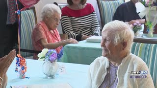 Three centenarians honored at local senior living center with special citations [upl. by Ecirtam212]