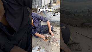 Is it right way to put grease on truck wheel bearing grease repair restoration [upl. by Aivin]