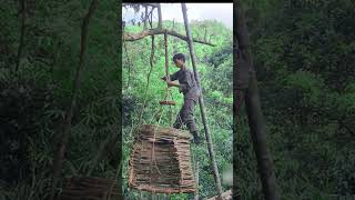 The man lives alone in his small cabin in the deserted village bushcraft build camp camping su [upl. by Asemaj]