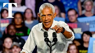 Obama raps Eminem song at Detroit rally [upl. by Thgiwd158]