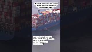 Tugboats escort ship that caused deadly Key Bridge collapse back to Port of Baltimore [upl. by Annabell673]