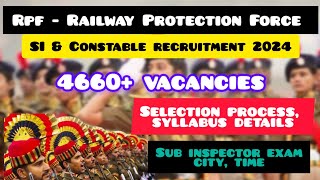 👮4660 Vacancies💥  RPF  SI amp Constable recruitment 2024  Exam city Time [upl. by Meletius36]