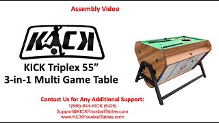 KICK Triplex 55quot 3in1 Multi Game Table Assembly Video [upl. by Hutton]