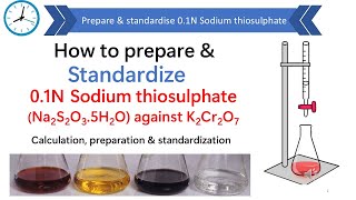 How to prepare and standardize 01 N sodium thiosulphate solution  Standardisation of 01N Na2S2O3 [upl. by Nowell744]