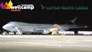 Cathay Pacific 7478F Night Arrival amp Departure at Toowoomba Wellcamp Airport [upl. by Gelya]