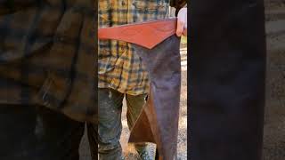 making a pair of leather chaps shorts leather craftsman chaps [upl. by Ahsuat]