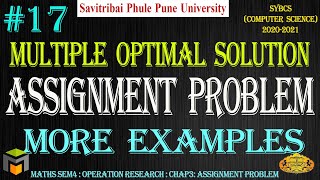 17 Assignment Problem More Examples  Multiple Optimal Solution  OR  SYBCS  SPPU  Hindi [upl. by Aemat]