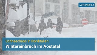 Wintereinbruch in Norditalien Schneechaos im Aostatal [upl. by Atsejam593]