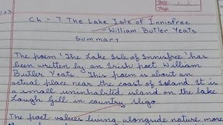 Class 8 Chapter 7 The Lake Isle of Innisfree Back Exercises Summary thelakeisleofinnisfree [upl. by Adaval]