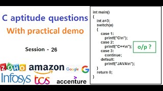 C aptitude questions on SwitchTernary op  Practical Demonstration  Zoho TCS Infosys interviews [upl. by Buffum]