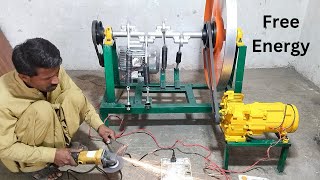 Make Flywheel Free Energy Generator With 5kv Alternator amp 2HP Motor Connect Spring Machine New 2024 [upl. by Wolcott360]