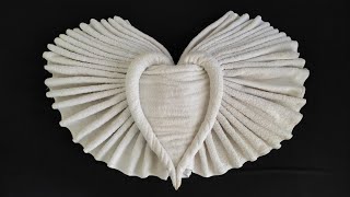 Towel Art  Heart Towel Folding  Towel folding design [upl. by Winter712]