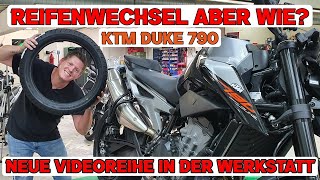 Reifensatz beim Motorrad selber wechseln  Metzeler M9 RR  Werkstattalltag  KTM Duke 790 DE HD [upl. by Ydneh]