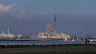 Demolition of the Grain Power Station Chimney in Kent [upl. by Ielhsa497]