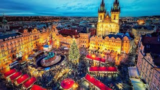 Christmas market in Prague Czech Republic at night 4K 60fps  Beautiful Christmas city [upl. by Ahsenyt]