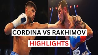 Joe Cordina vs Shavkatdzhon Rakhimov Highlights amp Knockouts [upl. by Noremak]