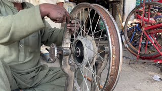 Old Man Fix Bent Bike Rim Efficiently  Bent Rim Fixation [upl. by Limber42]